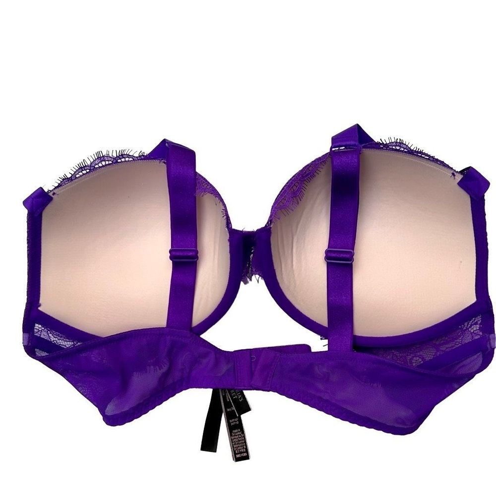 NWOT Victoria Secret 38C Bling Strap Purple Lace Push-Up Underwire Bra - Picture 6 of 11